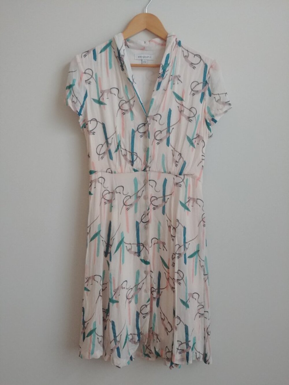 Emily and Fin swinging monkeys button down dress Small